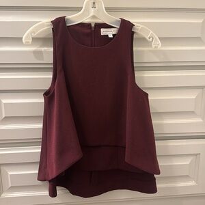 Katherine Kelly Sleeveless High Low Oxblood Red Blouse